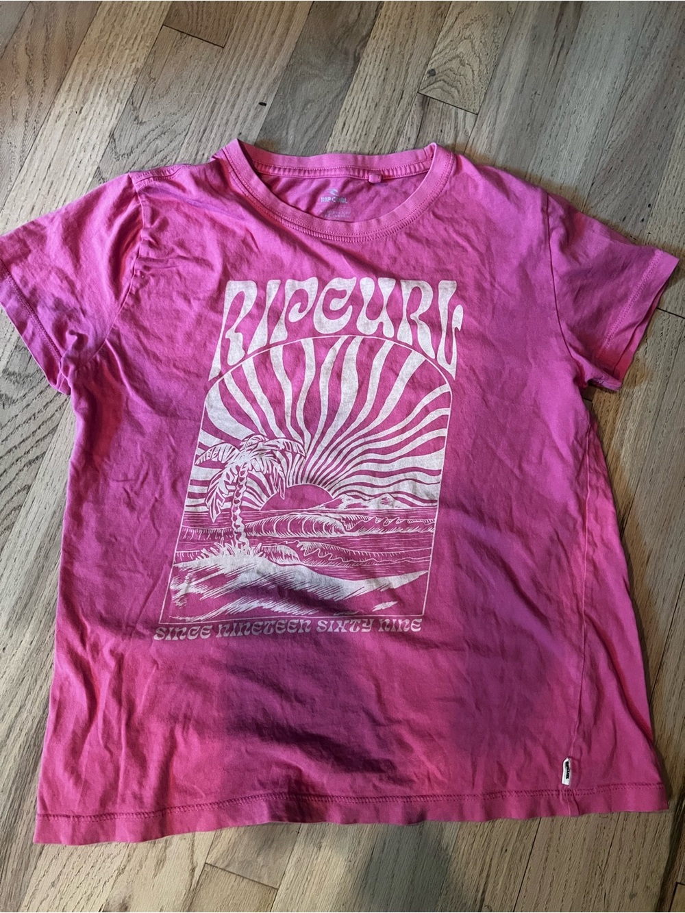 Rip Curl Hot Pink Tee with White Surf Graphic